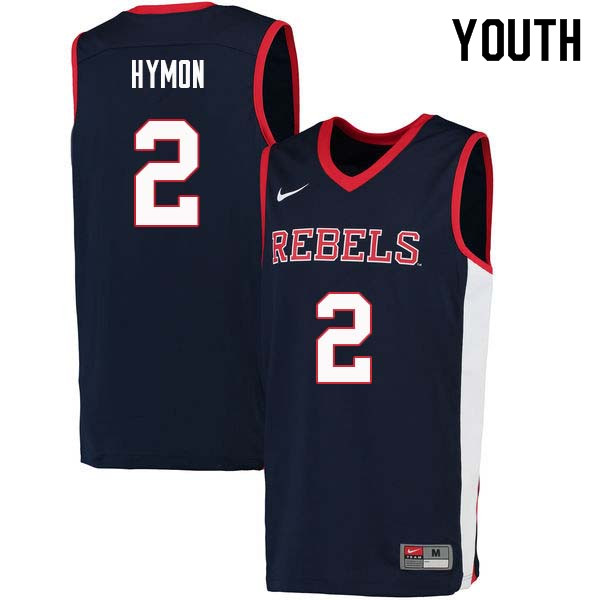 Marcanvis Hymon Ole Miss Rebels NCAA Youth Navy #2 Stitched Limited College Football Jersey UEY3258QZ